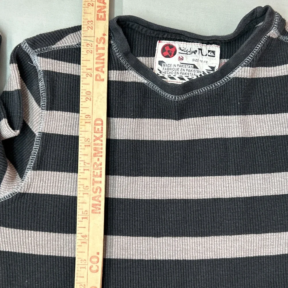 Vintage Quicksilver 90s Y2K Long Sleeve Shirt Striped 14-16 Mens Small Surf